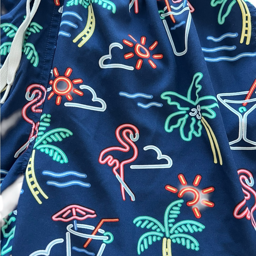 Chubbies The Neon Lights Classic Swim Trunk Navy‎ and Green Shorts Size Small - Picture 3 of 8